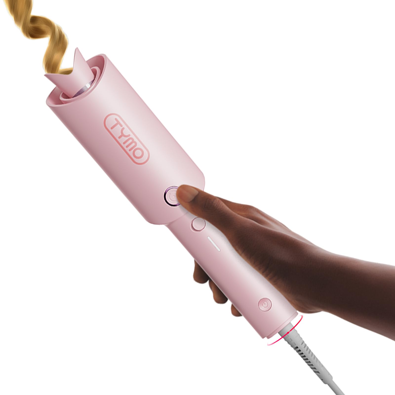 TYMO Automatic Rotating Curling Iron - TYMO CURLPRO Beach Waves Curling Wand, Portable Hair Curler, 500 Million Ionic, Dual Voltage & Lightweight for Travel, Ceramic Coating, 1 1/4 Inch, Metallic Gray