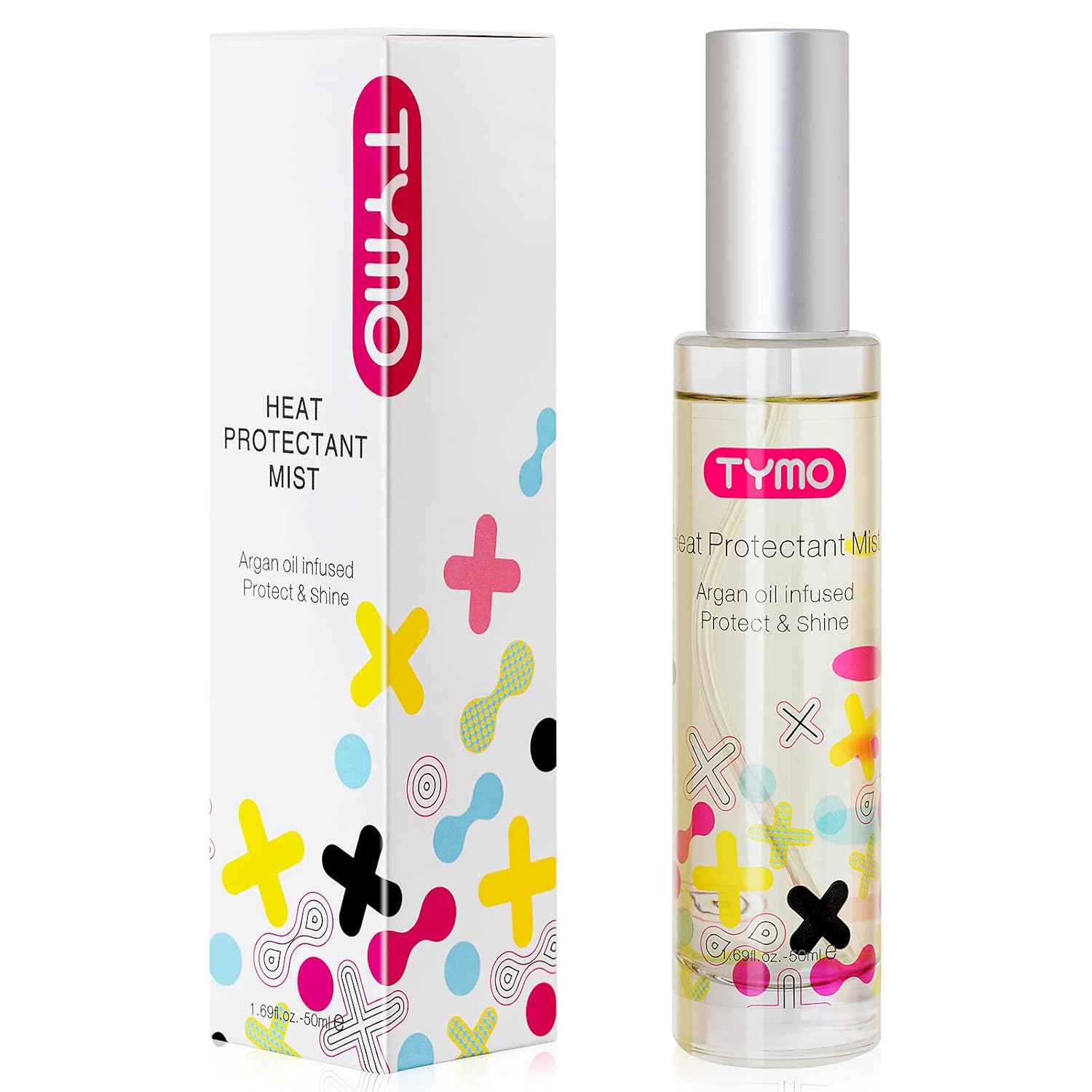 TYMO Spray protector de calor para cabello con aceite de argán para herramientas de peinado, spray de protección térmica para suavizar e hidratar, fórmula limpia natural, tratamiento multibeneficio,