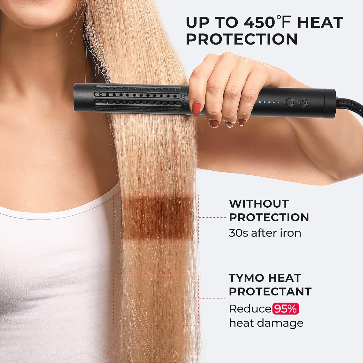 TYMO Spray protector de calor para cabello con aceite de argán para herramientas de peinado, spray de protección térmica para suavizar e hidratar, fórmula limpia natural, tratamiento multibeneficio,