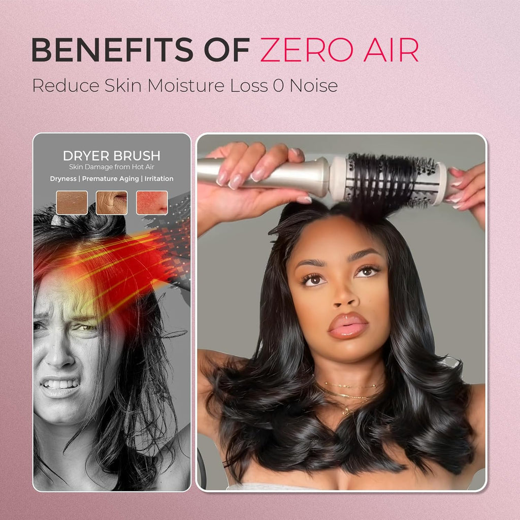 TYMO STYLUX - Cepillo rizador térmico de 1.7 pulgadas con ajuste flexible para alisar el cabello, herramienta redonda calentada, alisador y rizador 2 en 1, doble voltaje y luz, dorado